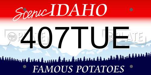 407TUE Idaho License Plate