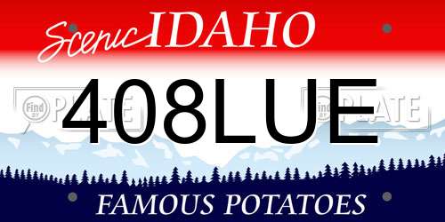 408LUE Idaho License Plate