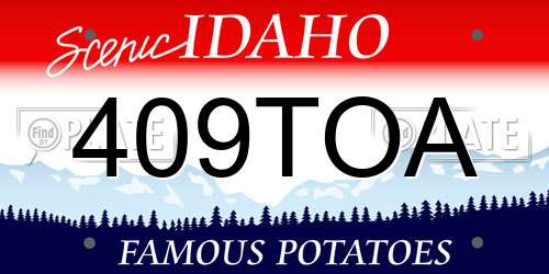 409TOA Idaho License Plate