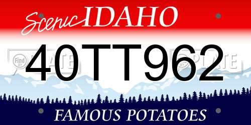 40TT962 Idaho License Plate