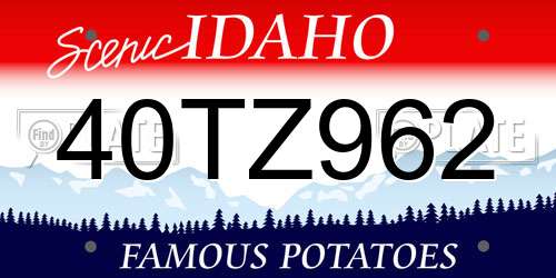 40TZ962 Idaho License Plate