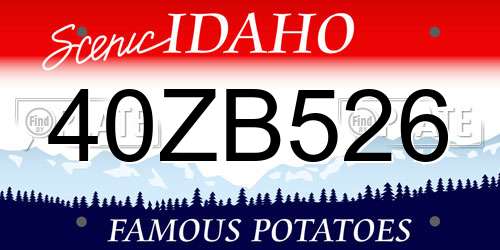 40ZB526 Idaho License Plate