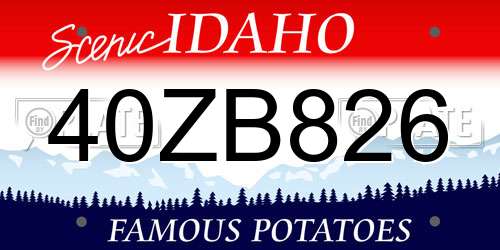 40ZB826 Idaho License Plate