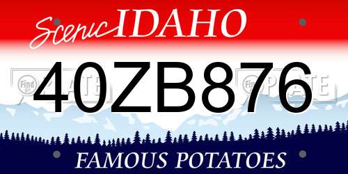 40ZB876 Idaho License Plate