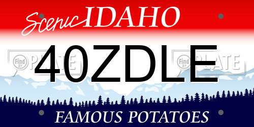 40ZDLE Idaho License Plate