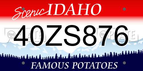 40ZS876 Idaho License Plate