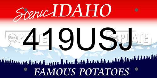 419USJ Idaho License Plate