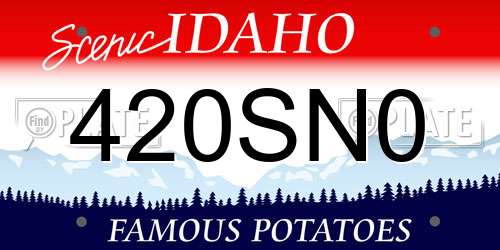 420SN0 Idaho License Plate
