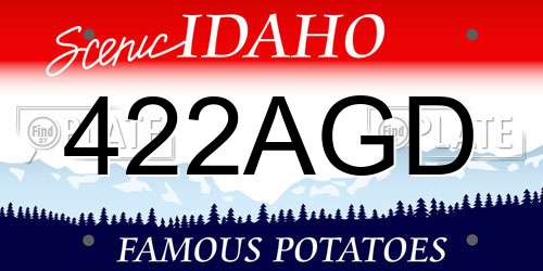 422AGD Idaho License Plate