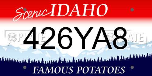 426YA8 Idaho License Plate