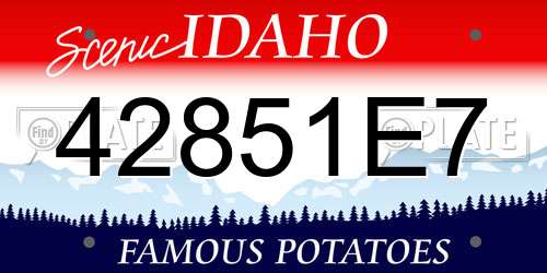 42851E7 Idaho License Plate