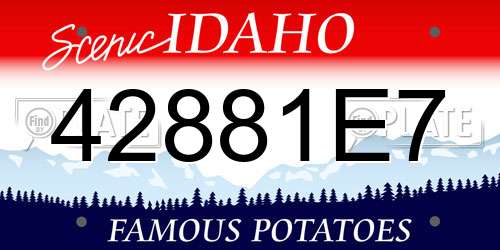 42881E7 Idaho License Plate