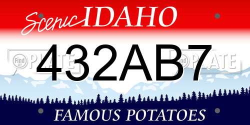 432AB7 Idaho License Plate