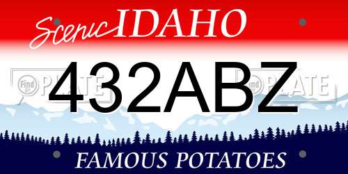 432ABZ Idaho License Plate