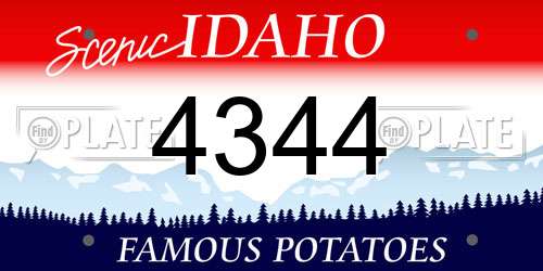 4344 Idaho License Plate