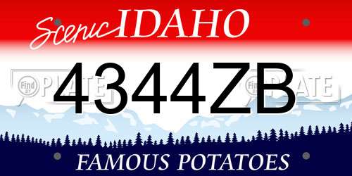 4344ZB Idaho License Plate