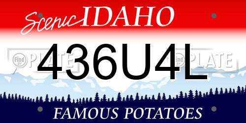 436U4L Idaho License Plate