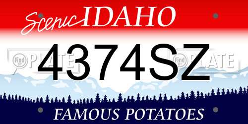 4374SZ Idaho License Plate