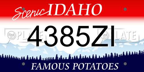 4385ZI Idaho License Plate