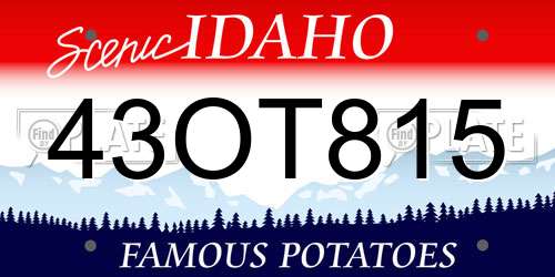 43OT815 Idaho License Plate