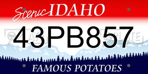 43PB857 Idaho License Plate