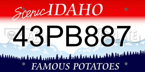 43PB887 Idaho License Plate