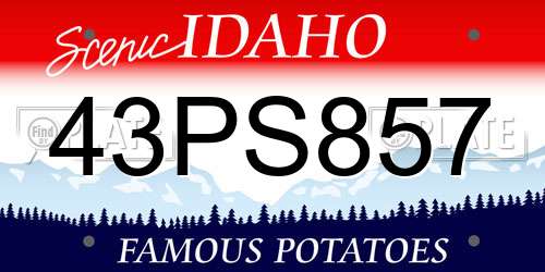 43PS857 Idaho License Plate