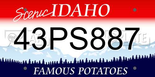 43PS887 Idaho License Plate