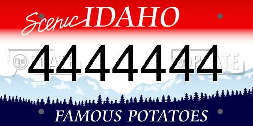 4444444 Idaho License Plate