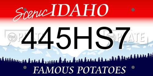 445HS7 Idaho License Plate