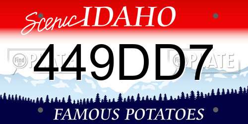449DD7 Idaho License Plate