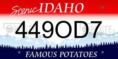 449OD7 Idaho License Plate