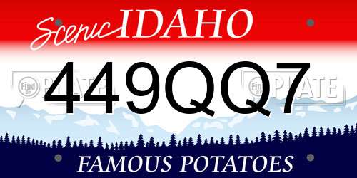 449QQ7 Idaho License Plate