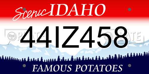 44IZ458 Idaho License Plate