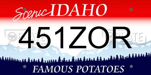 451ZOR Idaho License Plate