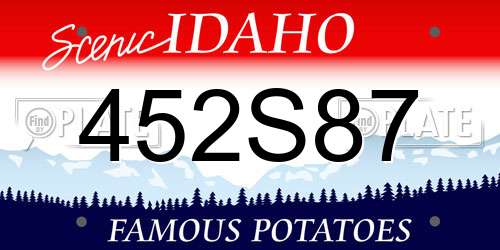 452S87 Idaho License Plate