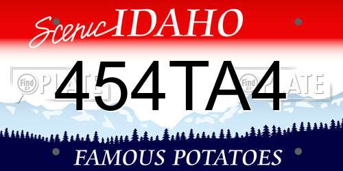 454TA4 Idaho License Plate