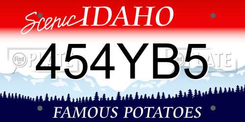 454YB5 Idaho License Plate