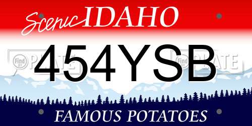 454YSB Idaho License Plate