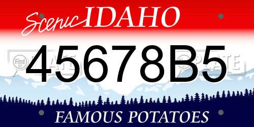 45678B5 Idaho License Plate