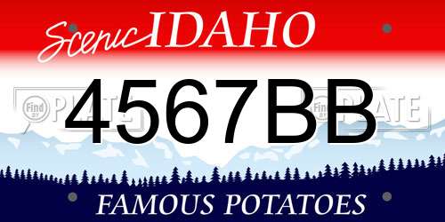 4567BB Idaho License Plate