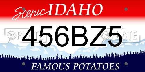 456BZ5 Idaho License Plate