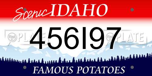 456I97 Idaho License Plate