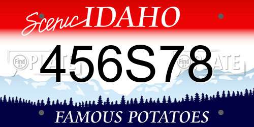 456S78 Idaho License Plate