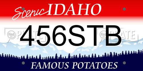 456STB Idaho License Plate