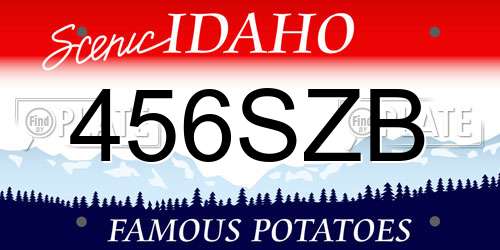 456SZB Idaho License Plate