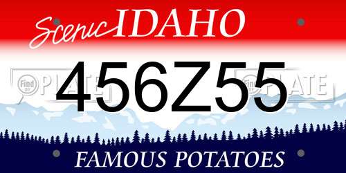 456Z55 Idaho License Plate