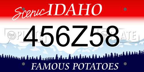 456Z58 Idaho License Plate