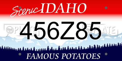 456Z85 Idaho License Plate