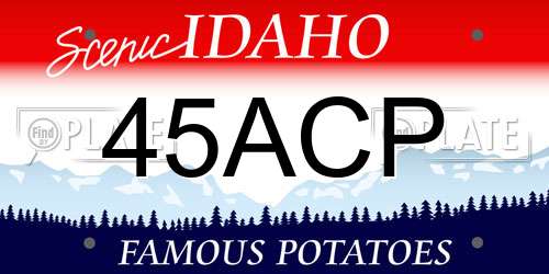 45ACP Idaho License Plate